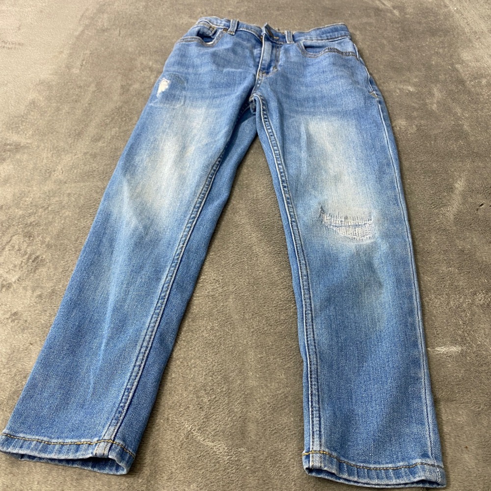 Art Class Jeans Kids Size 8 Blue Relaxed Taper Distressed Denim Pants